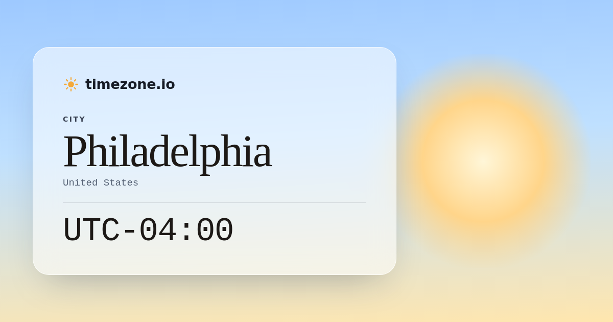 Current Time in Philadelphia - timezone.io