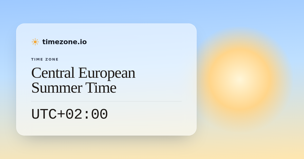 Central European Summer Time (CEST) — Current Time, UTC Offset & DST ...