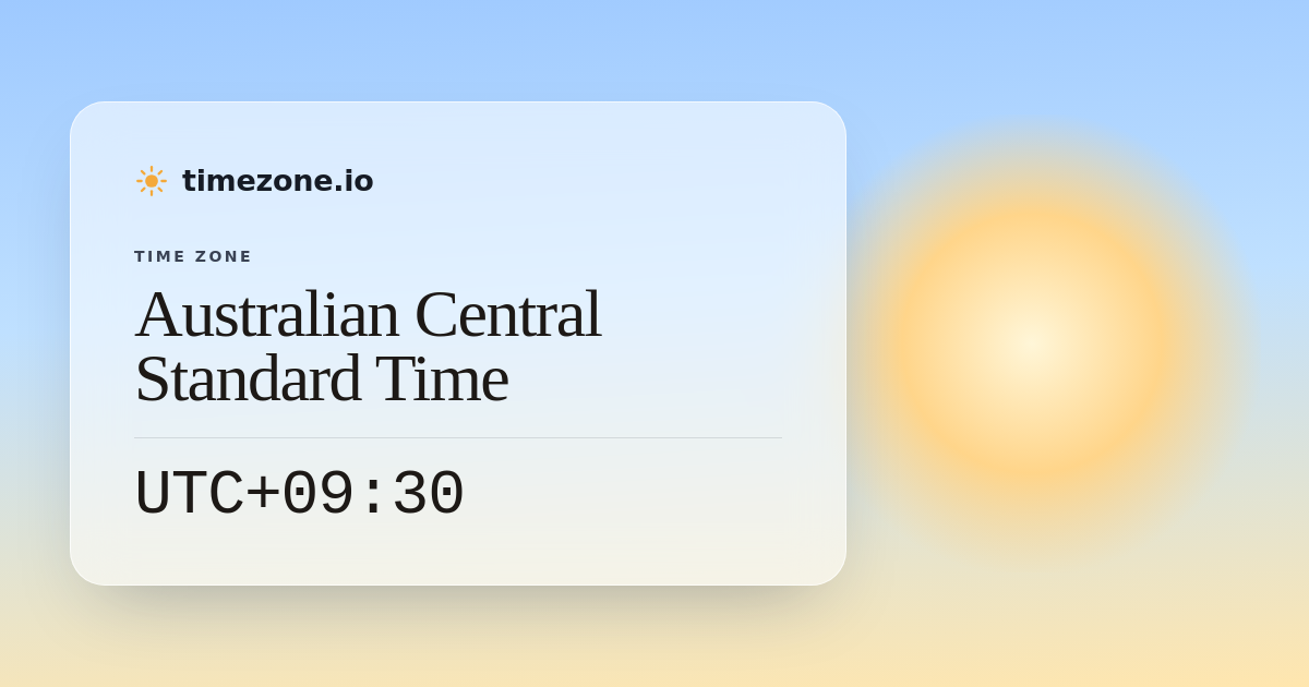 Australian Central Standard Time (ACST) — Current Time, UTC Offset ...