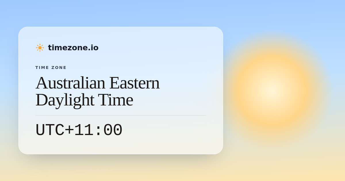 Australian Eastern Daylight Time (AEDT) — Current Time, UTC Offset ...