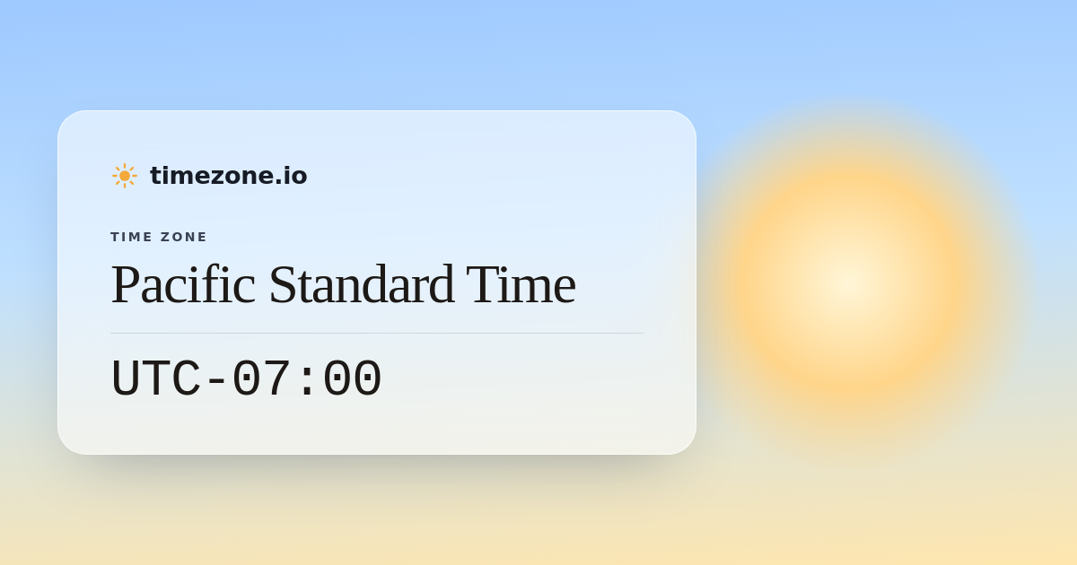 Pacific Standard Time (PST) — Current Time, UTC Offset & DST - timezone.io