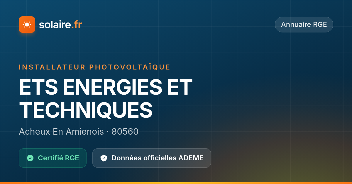 Ets Energies Et Techniques — Avis & Certification RGE | Solaire.fr
