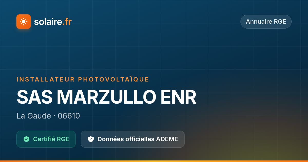 SAS MARZULLO ENR — Avis & Certification RGE | Solaire.fr
