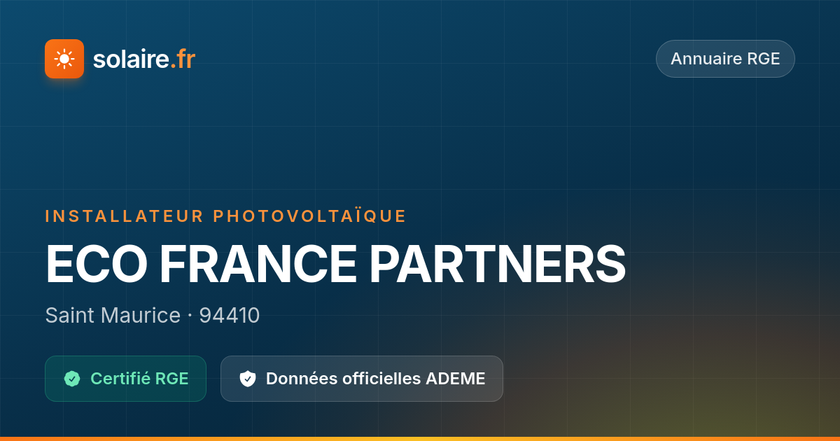 ECO FRANCE PARTNERS — Avis & Certification RGE | Solaire.fr