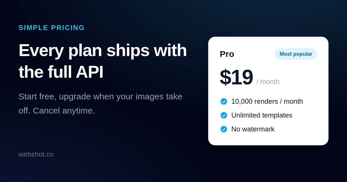 Pricing Card — Open Graph image template example